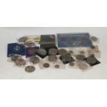 Coins - UK and foreign coins including: UK plastic case containing pennies from Heaton and King's