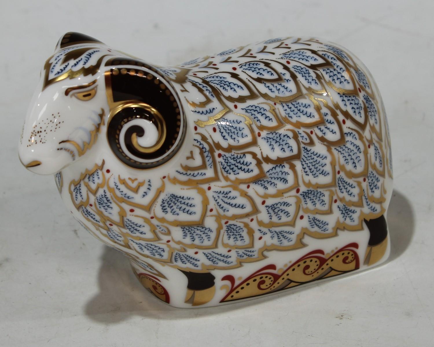 A Royal Crown Derby paperweight, Premier Ram, Visitor Centre exclusive, gold stopper, John Ablitt - Image 3 of 3