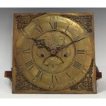 A George III longcase clock movement, 31cm square brass dial inscribed Bagnall, Dudley, the slightly
