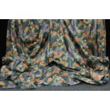 Textiles - a pair of cotton sateen curtains, Armandine pattern by John Lewis, pencil pleat, fully