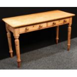 A Country House serving table, rounded rectangular top above a pair of frieze drawers, 122cm wide