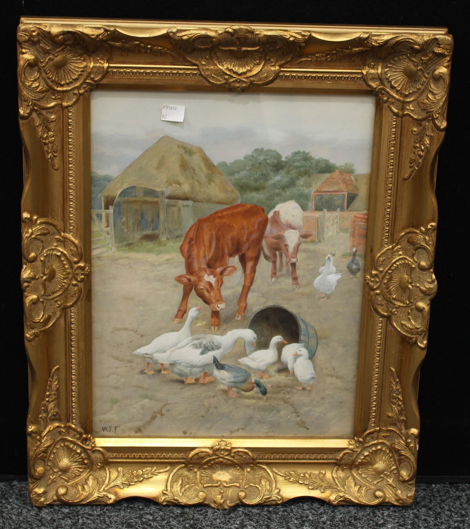 English School (late 19th century/early 20th century) Spoils Among Friends, a farmyard scene