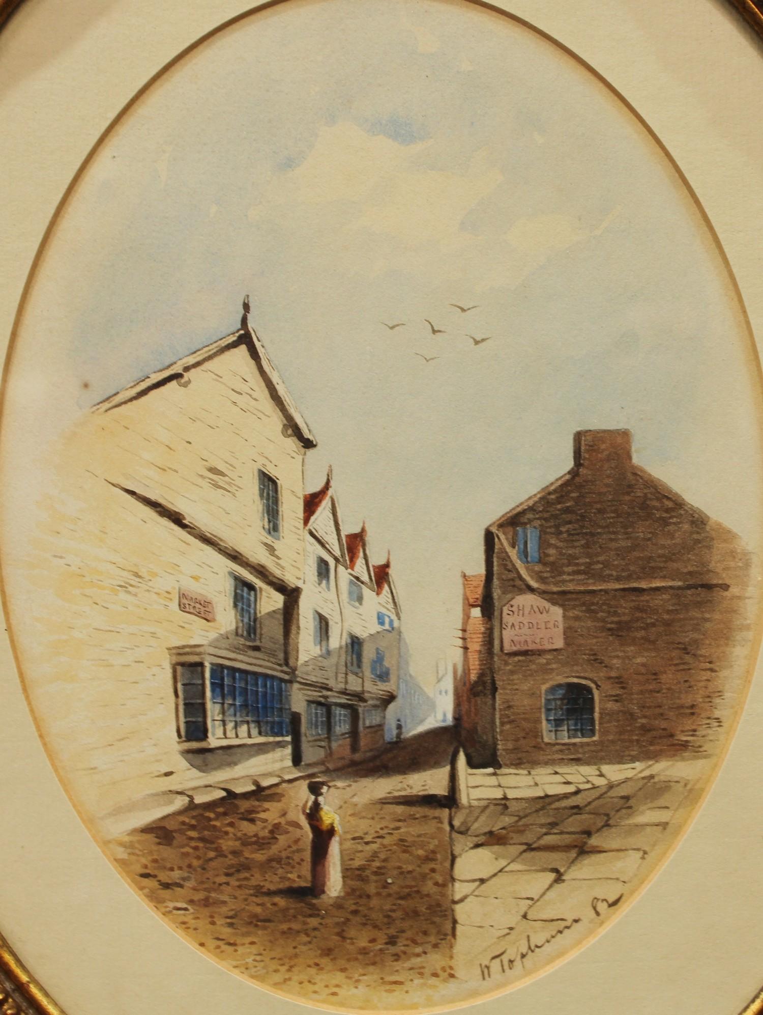 W. Topham (late 19th century) A pair, The High Street ovals, signed, dated 82, watercolours, 22. - Image 4 of 5