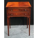 A George III style mahogany side table, rectangular top above two short cockbeaded drawers.75cm high