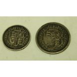 Coins - a George III 1816 shilling; an 1816 sixpence (2)