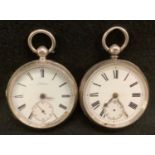 A Victorian silver openface pocket watch, W Rowley, Melton Mowbrey, London 1876; another Thos