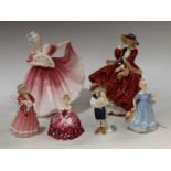 A Royal Doulton figure, Top O'The Hill, HN1834; others, Elaine, HN3307; My First Figurine, HN3424; A