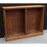 A late Victorian walnut open library bookcase, c.1900. 142cm wide.