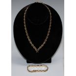 An Italian 9k gold necklace and bracelet suite, 42.4g gross