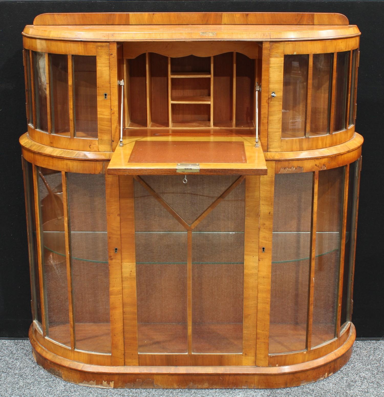 A early 20th century walnut display/drinks cabinet.119.5cm high. - Image 2 of 2