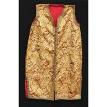 Vintage Fashion - a 1960's gold and red kaftan type waist coat dress, allover decorated with crown