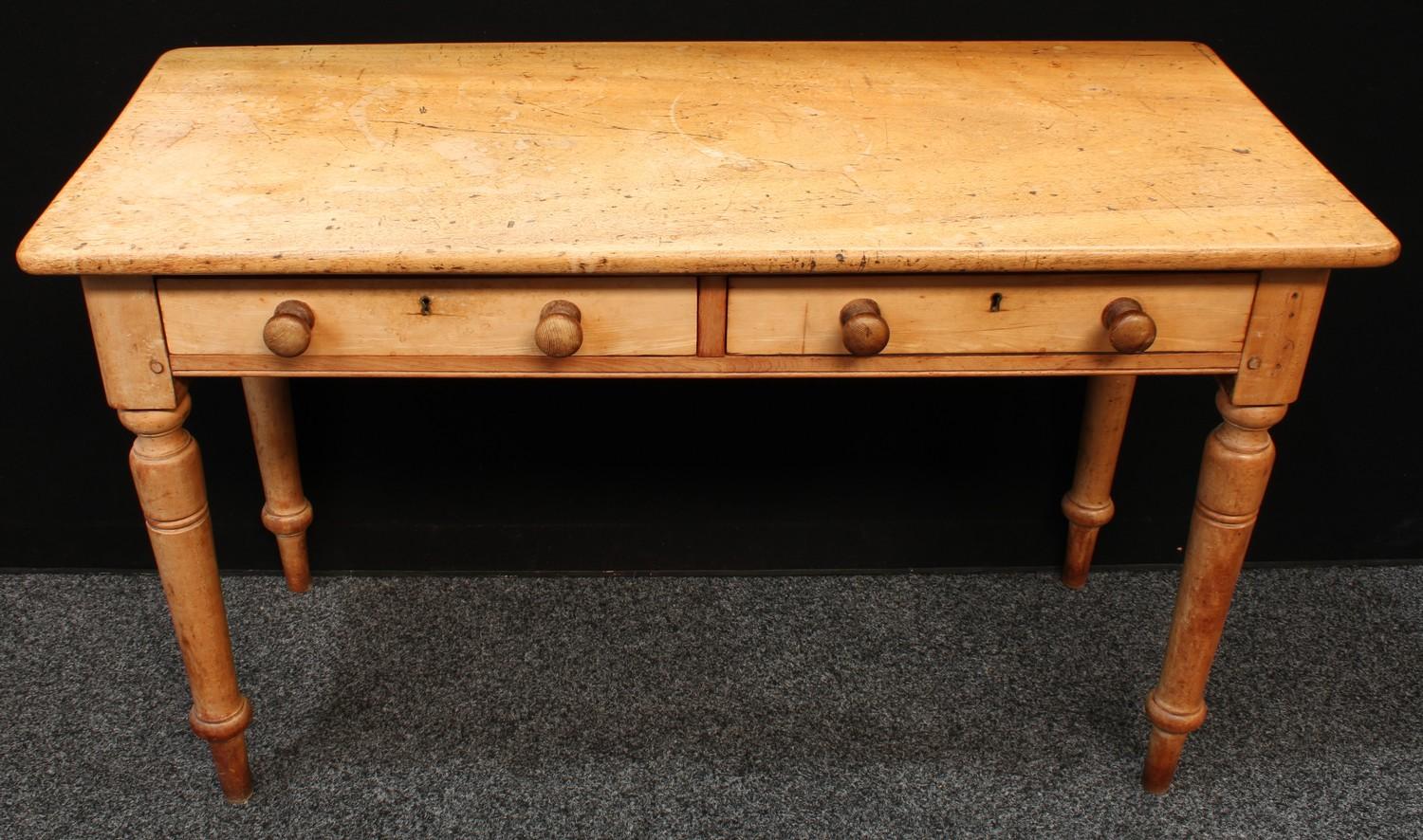 A Country House serving table, rounded rectangular top above a pair of frieze drawers, 122cm wide - Image 3 of 3