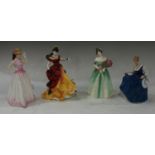 Royal Doulton Ladies - Kay, HN3340, Happy Birthday, HN4215, Belle, HN3703 and Happy Birthday, HN3660