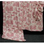 Textiles - large Toile de Jouy curtain; another smaller pair