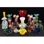 Late 19th century and later glass ware including a pair of Venetian vases etc (quantity)