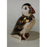 A Royal Crown Derby paperweight, Puffin, printed marks to base, gold stopper, unboxed