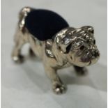 A silver novelty pin cushion, as a bull dog