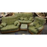 An Ercol Golden Dawn ash 'Renaissance' four piece lounge suite, comprising a three seater settee