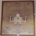 An early 20th century Indian needlework panel, Taj Mahal