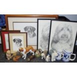 Decorative ceramic figures including Poole seal pup (for WWF); Noodle dog; North light St Bernard