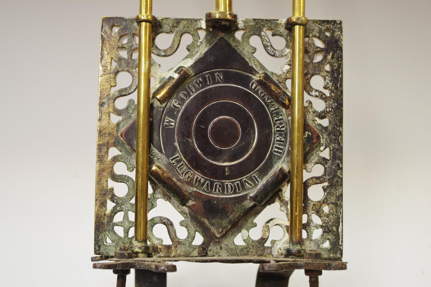 A Victorian cast iron and brass kettle stand inset with W.Godwin tile. - Image 2 of 2