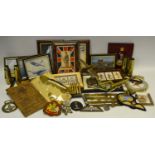 Militaria - a sliver ARP badge; RAF and RAF cloth badge, others; 450 squadron badge; framed airplane