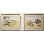 Vera Waddington, 20th century, a pair, Cottage Crest Corner, Huddersfield and Haggleys, watercolour,