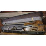A Hopf violin in wooden case with bow.