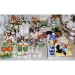 Novelty salt, pepper and condiment sets in various forms including Kangaroo; aeroplane;