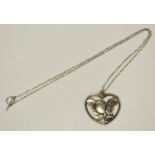 A Georg Jensen silver pendant necklace designed by Arno Malinowski, model no.97, heart-shaped,