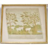A late 18th/ early 19th century Journeyman type embroidery of sheep grazing, framed