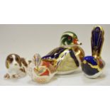 A Royal Crown Derby Collector's Guild paperweight, Duckling; others, Scruffy Puppy; paperweights