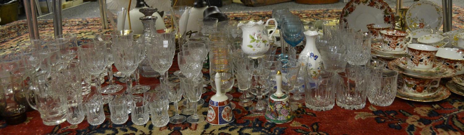 Glassware - various wine glasses, cut glass, crystal, etc. Aynsley spill vase; a part Royal Stafford