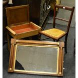 A Victorian bedroom chair; a piano stool and an over mantel mirror. (3)