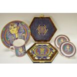 A James Peters of Honiton 37 piece ceramic hexagonal tile puzzle in fitted case; Royal Worcester