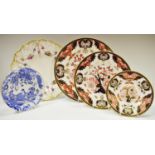 A Royal Crown Derby 383 Witch's pattern 27cm plate; another 16cm & 22cm plates; a Royal Antoinette