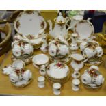 Royal Albert Country Roses - tea and coffee ware including teapot, cups, saucers, cake plate, side