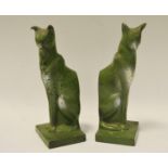 A pair of Frankart Art Deco metal bookends modeled as cats