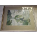 Elizabeth Scott Moore Quiet backwater, Sonning on Thames watercolour,signed and framed