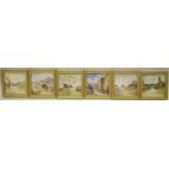 Vera Waddington 20th century, a set of six miniature watercolours, Ashley Woodbottom, Holme