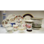 Decorative ceramics - 18th century and later porcelain including a Wedgwood jasperware lamp base;
