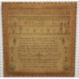 An early Victorian sampler by Mary Ann Wells Aged 10 years 1841