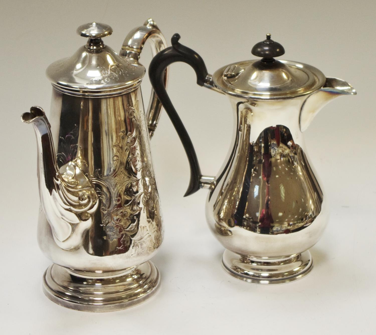 A Sheffield Plate Armorial style coffee pot circa 1820; another (2)