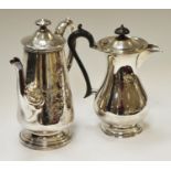 A Sheffield Plate Armorial style coffee pot circa 1820; another (2)