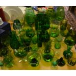 Coloured glass including vases, bowls, oversized wine glasses, whisky balloons, etc.