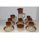 Studio Pottery - A Bawtry Pottery coffee set for six by Chris Aston,comprising coffee pot, sugar,