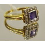 A 18ct gold sapphire & diamond cluster ring, size K1/2