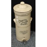 An early 20th century stoneware water filter, transfer printed, Cheavin's "Saludor" (Safe Water)