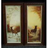 Emile Vouga (Swiss 1840-1909), after, a pair, Stags the Seasons, prints, ornate carved oak frames,