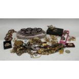 Costume Jewellery - 1930s and later necklaces, brooches, a Stratton powder compact; another compact;